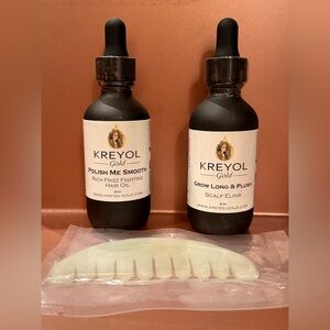Kreyol Gold Haitian, ORGANIC Black Castor Oil Hair and Scalp Set with Gua Sha